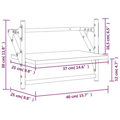 vidaXL Seinähyllyt tangoilla 2 kpl Sonoma-tammi 40x25x30 cm