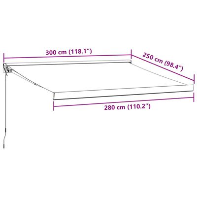 vidaXL Kelattava markiisi antrasiitti/valk. 3x2,5 m kangas/alumiini