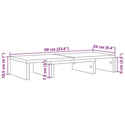 vidaXL Näyttöteline vanha puu 60x24x10,5 cm tekninen puu