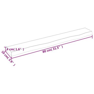 vidaXL Seinähylly vaaleanruskea 80x10x4 cm käsitelty täystammi