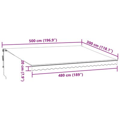 vidaXL Automaattimarkiisi LEDit ruskea 500x300 cm