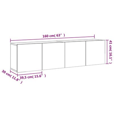 vidaXL TV-kaapit seinäkiinnitettävä 2 kpl ruskea tammi 80x30x41 cm