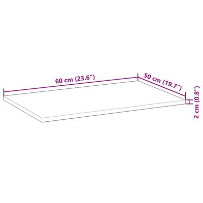 vidaXL Pöytälevy suorakaide 60x50x2 cm täysi akasiapuu