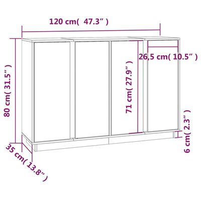 vidaXL Senkki hunajanruskea 120x35x80 cm täysi mänty