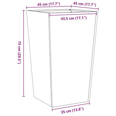 vidaXL Puutarhakukkalaatikot 2 kpl 45x45x75 cm galvanoitu teräs