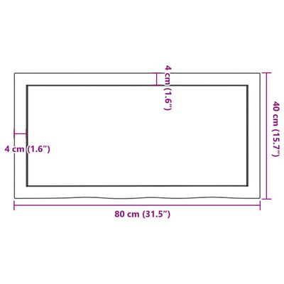 vidaXL Kylpyhuoneen työtaso t.ruskea 80x40x(2-6)cm käsitelty täyspuu