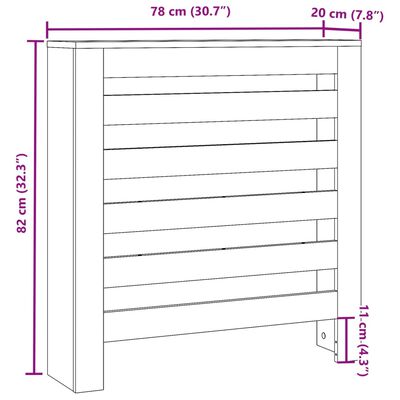 vidaXL Lämpöpatterin suoja harmaa Sonoma 78x20x82 cm tekninen puu