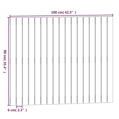 vidaXL Sängynpääty seinälle harmaa 108x3x90 cm täysi mänty