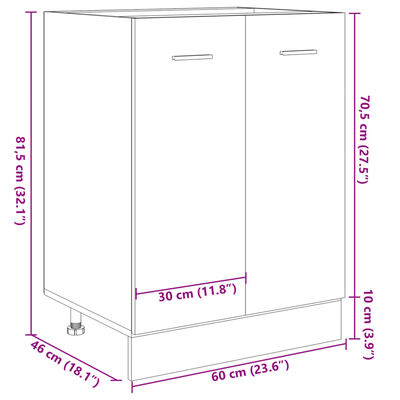 vidaXL Alakaappi Sonoma-tammi 60x46x81,5 cm lastulevy