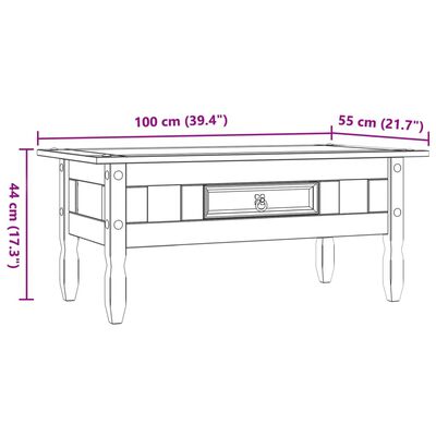 vidaXL Sohvapöytä Meksikon mänty Corona-sarja harmaa 100x55x44 cm