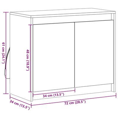 vidaXL Senkki LED-valoilla Sonoma-tammi 72x34x61 cm tekninen puu