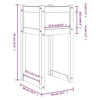 vidaXL Kukkalaatikot 2 kpl musta 40x40x81 cm täysi mänty