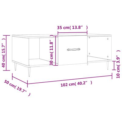 vidaXL Sohvapöytä musta 102x50x40 cm tekninen puu