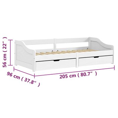 vidaXL Sohvasänky 2 laatikolla IRUN valkoinen 90x200 cm täysi mänty