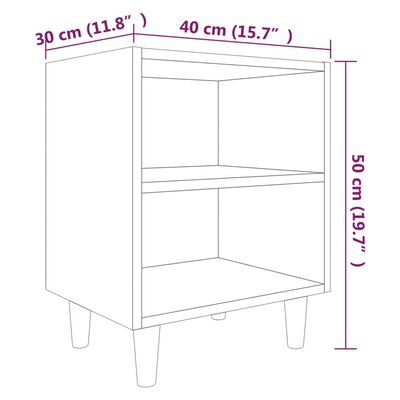 vidaXL Yöpöydät täyspuujaloilla 2 kpl ruskea tammi 40x30x50 cm