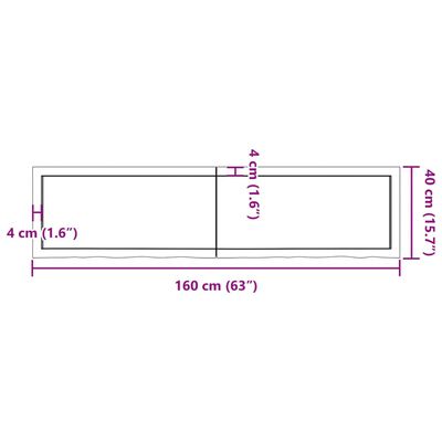 vidaXL Seinähylly tummanruskea 160x40x(2-6) cm käsitelty täystammi