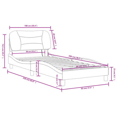 vidaXL Sängynrunko LED-valoilla valkoinen 90x200 cm keinonahka