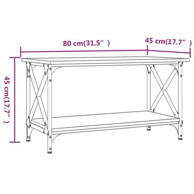 vidaXL Sohvapöytä musta 80x45x45 cm tekninen puu ja rauta