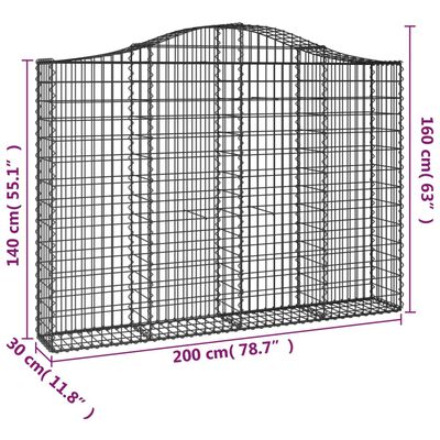 vidaXL Kaarevat kivikorit 14 kpl 200x30x140/160 cm galvanoitu rauta