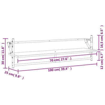 vidaXL Seinähyllyt tangoilla 2 kpl ruskea tammi 100x25x30 cm