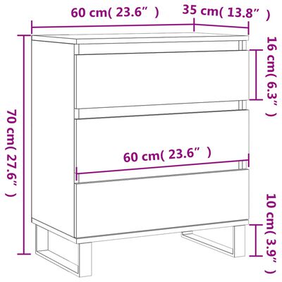 vidaXL Senkki harmaa Sonoma 60x35x70 cm tekninen puu