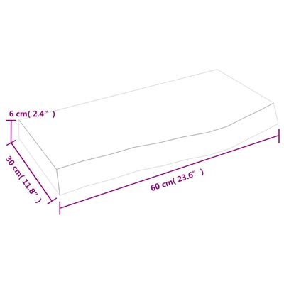 vidaXL Kylpyhuoneen työtaso 60x30x(2-6) cm käsittelemätön täysi puu