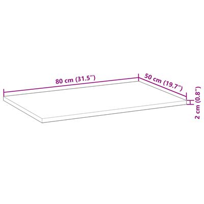 vidaXL Kylpyhuoneen pöytälevy 80x50x2 cm käsittelemätön täysi akasia