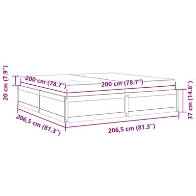 vidaXL Sänky patjalla 200x200 cm täysi mänty