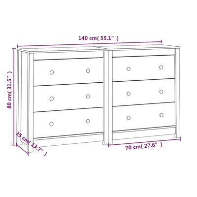 vidaXL Senkki musta 140x35x80 cm täysi mänty