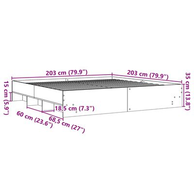 vidaXL Sängynrunko Sonoma-tammi 200x200 cm tekninen puu