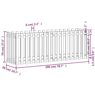 vidaXL Kukkalaatikko aitamuotoilu musta 200x50x70 cm täysi mänty