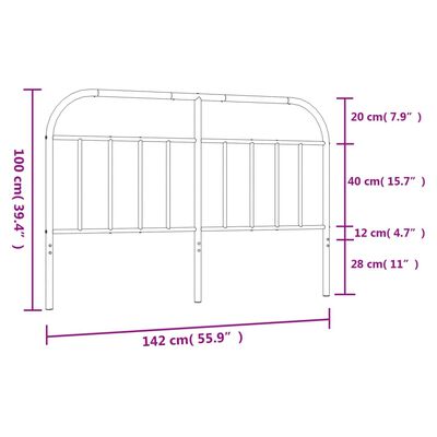 vidaXL Metallinen sängynpääty valkoinen 135 cm