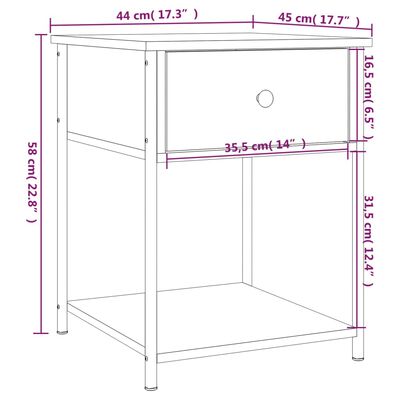 vidaXL Yöpöydät 2 kpl ruskea tammi 44x45x58 cm tekninen puu