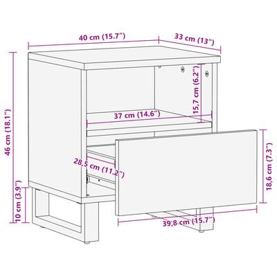 vidaXL Yöpöydät 2 kpl 40x34x46 cm kierrätetty täyspuu