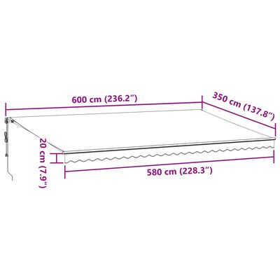 vidaXL Automaattimarkiisi LEDillä antrasiitti/valkoinen 600x350 cm