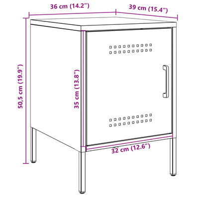 vidaXL Yöpöydät 2 kpl musta 36x39x50,5 cm teräs