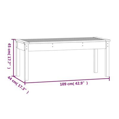 vidaXL Puutarhapenkki musta 109x44x45 cm täysi mänty