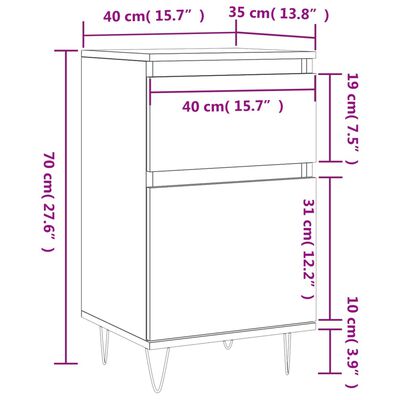 vidaXL Senkit 2 kpl betoninharmaa 40x35x70 cm tekninen puu