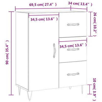 vidaXL Senkki savutammi 69,5x34x90 cm tekninen puu