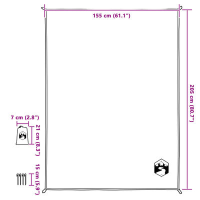 vidaXL Piknikhuopa maatapeilla sininen 205x155 cm