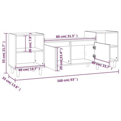 vidaXL TV-taso Sonoma-tammi 160x35x55 cm tekninen puu