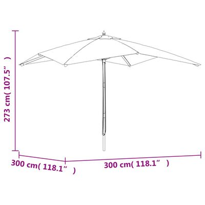 vidaXL Puutarhan aurinkovarjo puutolppa terrakotta 300x300x273 cm