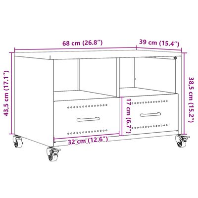 vidaXL TV-taso antrasiitti 68x39x43,5 cm teräs