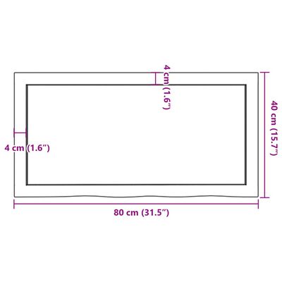 vidaXL Seinähylly vaaleanruskea 80x40x(2-4) cm käsitelty täystammi