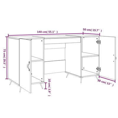 vidaXL Työpöytä ruskea tammi 140x50x75 cm tekninen puu