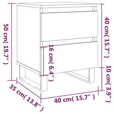 vidaXL Yöpöydät 2 kpl ruskea tammi 40x35x50 cm tekninen puu