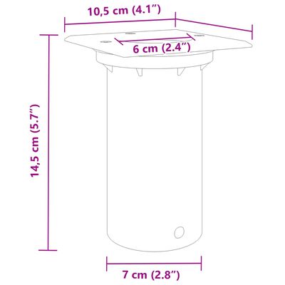 vidaXL Maavalaisin neliö musta 10,5x10,5 cm painevalettu alumiini