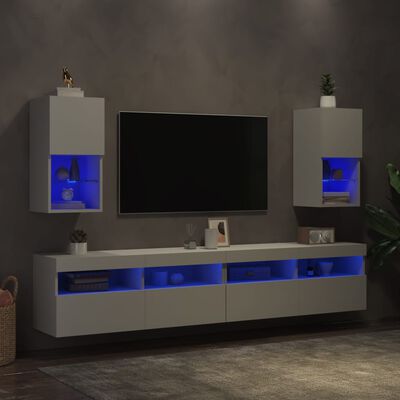 vidaXL TV-kaapit LED-valoilla 2 kpl valkoinen 30,5x30x60 cm