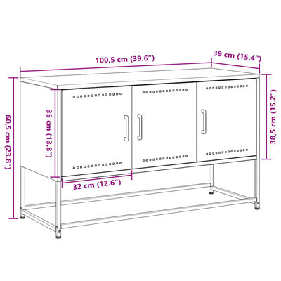 vidaXL TV-taso oliivinvihreä 100,5x39x60,5 cm teräs