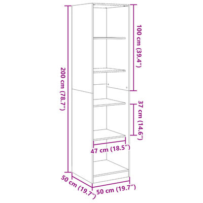 vidaXL Vaatekaappi musta 50x50x200 cm lastulevy